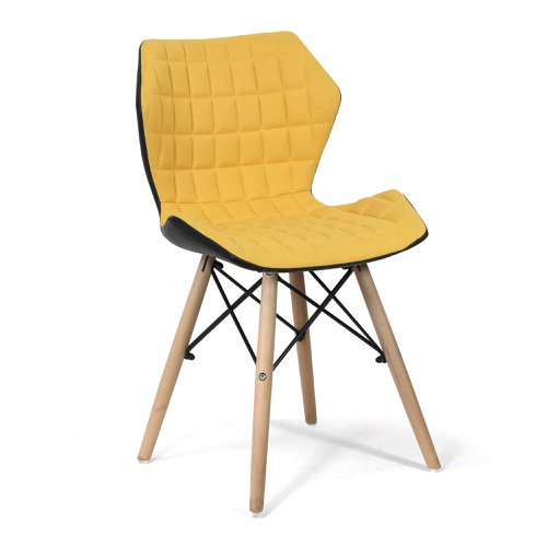 Nautilus Designs Amelia Contemporary Lightweight Fabric Chair With Panel Stitching Mustard and Solid Beech Legs - BCF/B570/MT DD