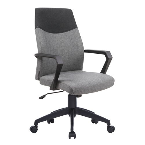 Nautilus Designs Clyde High Back Two Tone Fabric Executive Office Chair With Modern Angular Fixed Arms Grey/Black - BCF/F569/GY-BK DD