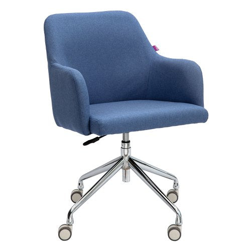 Nautilus Designs Girona Contemporary Fabric Medium Back Armchair With Both Castor and Glide Options Included Denium - BCF/Z410/DN DD