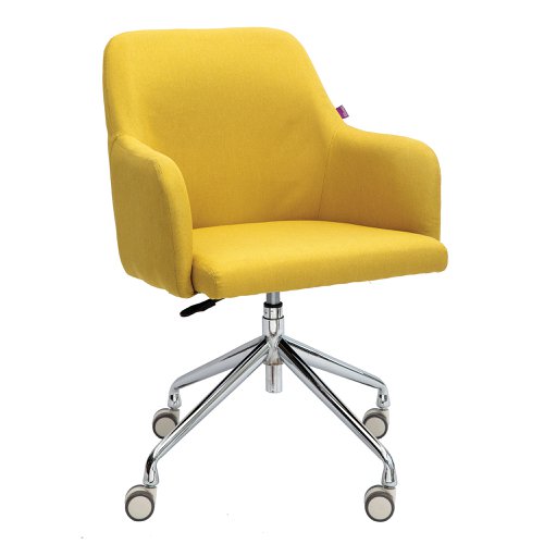 Nautilus Designs Girona Contemporary Fabric Medium Back Armchair With Both Castor and Glide Options Included Mustard - BCF/Z410/MT DD