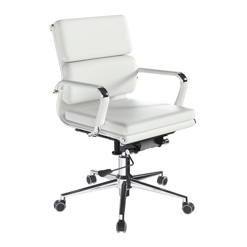 Nautilus Designs Avanti Medium Back Bonded Leather Executive Office Chair With Individual Back Cushions and Fixed Arms White - BCL/5003/WH DD