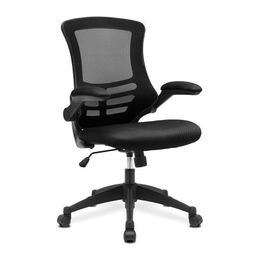 Nautilus Designs Luna Designer High Back Mesh Black Task Operator Office Chair With Folding Arms and Black Shell - BCM/L1302/BK DD