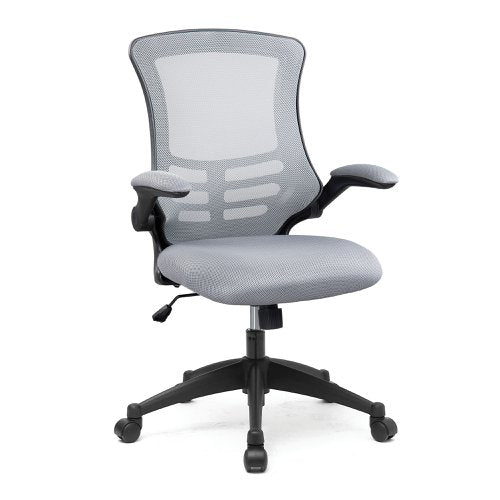 Nautilus Designs Luna Designer High Back Mesh Grey Task Operator Office Chair With Folding Arms and Black Shell - BCM/L1302/GY DD