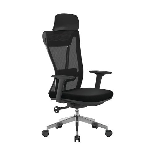 Nautilus Designs Moritz High Back Mesh Ergonomic Executive Chair With Adjustable Arms & Headrest Black - Certified for 24 Hour Use - BCM/M355/BK DD