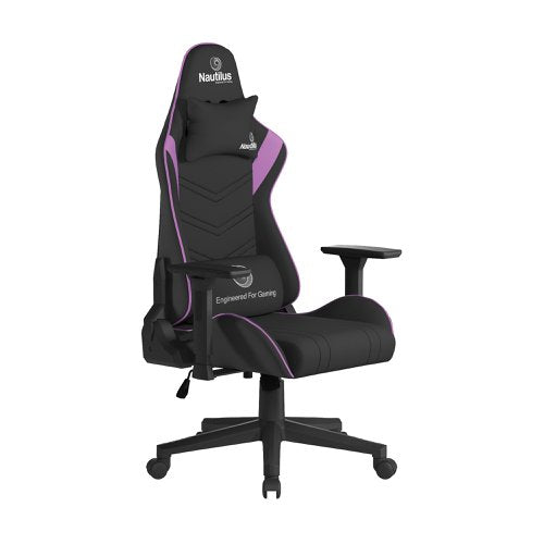 Nautilus Designs Apollo Ergonomic Gaming Chair With 4D Multi-Dimensional Armrests and 155 Degree Tilt Purple/Black - BCP/B390/BK-PL DD