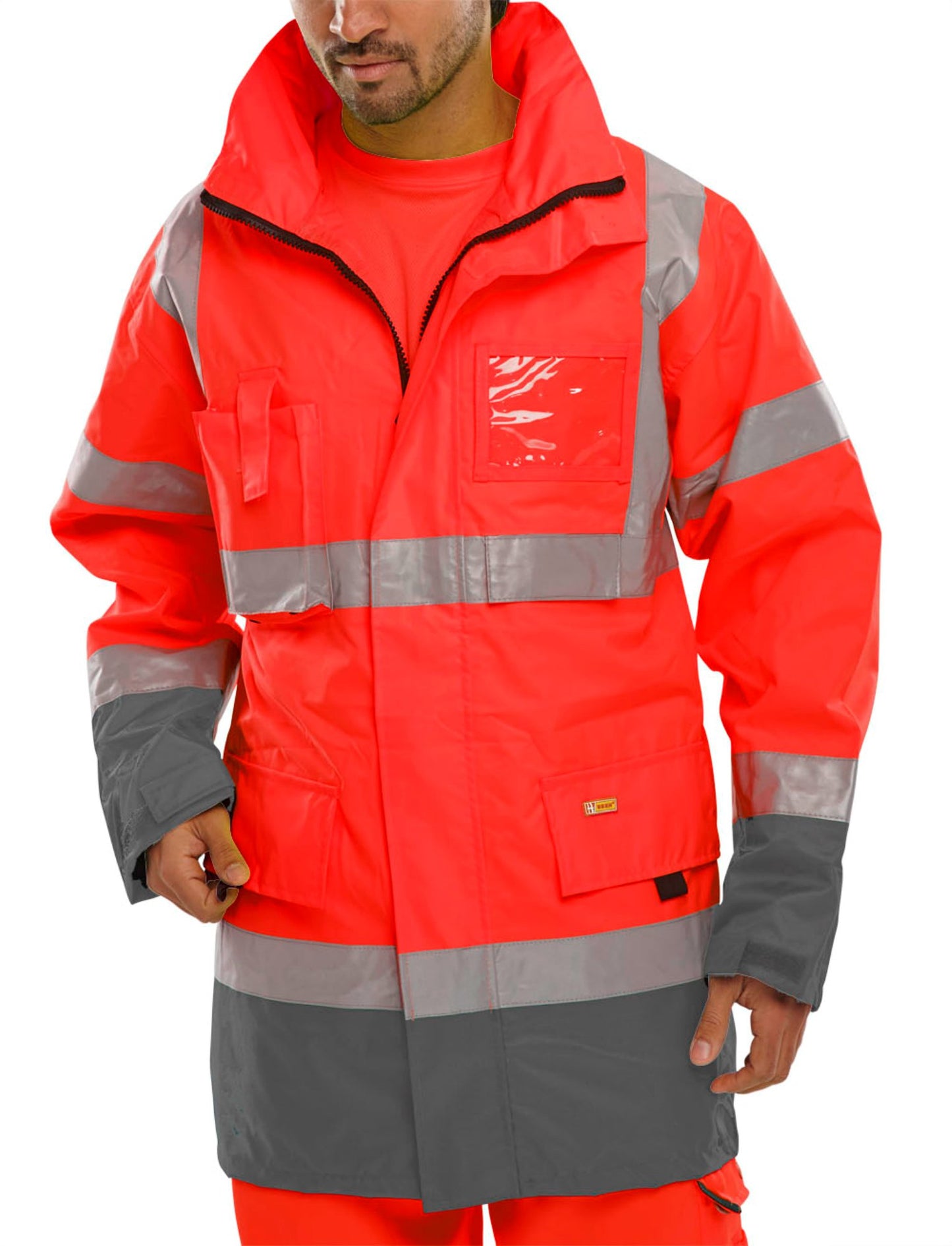 Beeswift Two Tone Breathable Traffic Jacket Red / Grey 4XL