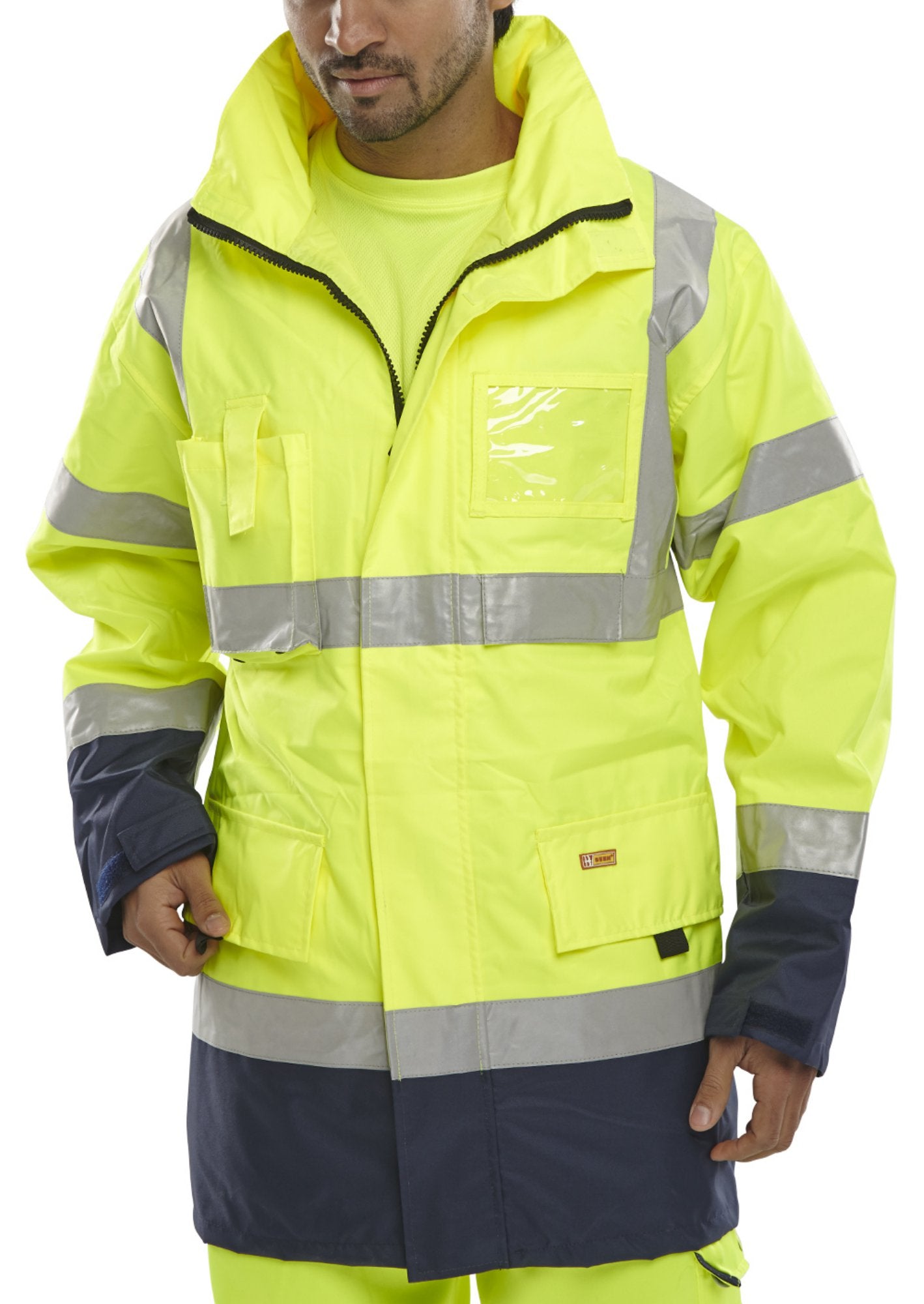Beeswift Two Tone Breathable Traffic Jacket Saturn Yellow / Navy 4XL