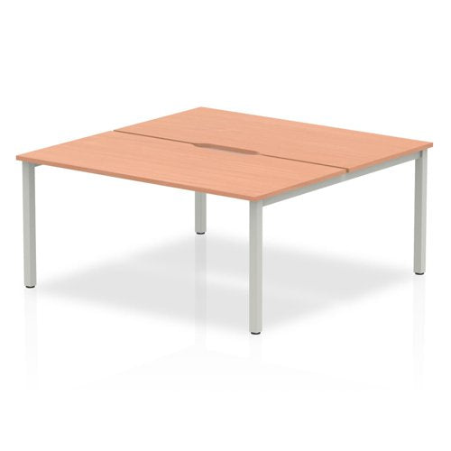 Evolve Plus 1600mm Back to Back 2 Person Desk Beech Top Silver Frame BE168 DD