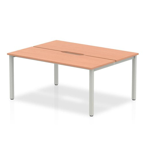 Evolve Plus 1400mm Back to Back 2 Person Desk Beech Top Silver Frame BE173 DD