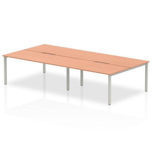 Evolve Plus 1600mm Back to Back 4 Person Desk Beech Top Silver Frame BE248 DD