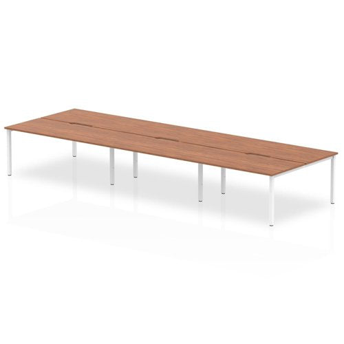 Evolve Plus 1600mm Back to Back 6 Person Desk Walnut Top White Frame BE267 DD