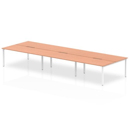 Evolve Plus 1600mm Back to Back 6 Person Desk Beech Top White Frame BE268 DD