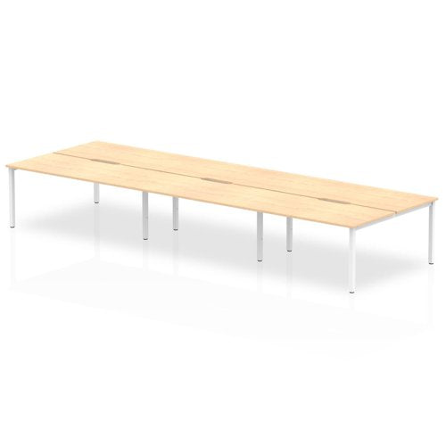 Evolve Plus 1600mm Back to Back 6 Person Desk Maple Top White Frame BE269 DD
