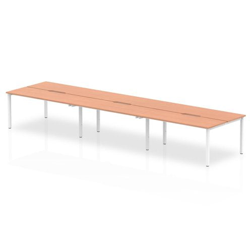 Evolve Plus 1200mm Back to Back 6 Person Desk Beech Top White Frame BE278 DD