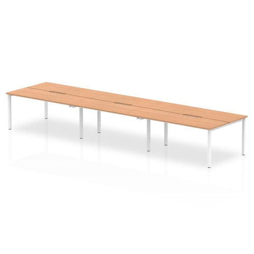 Evolve Plus 1200mm Back to Back 6 Person Desk Oak Top White Frame BE280 DD