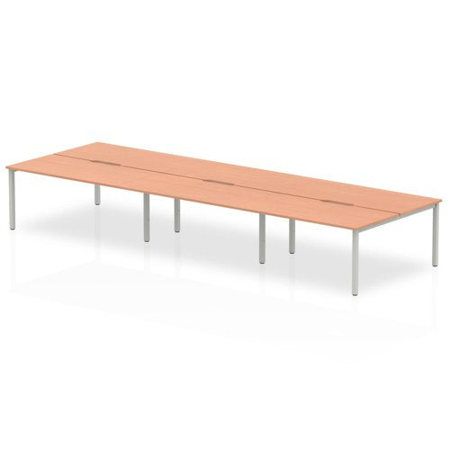 Evolve Plus 1600mm Back to Back 6 Person Desk Beech Top Silver Frame BE288 DD