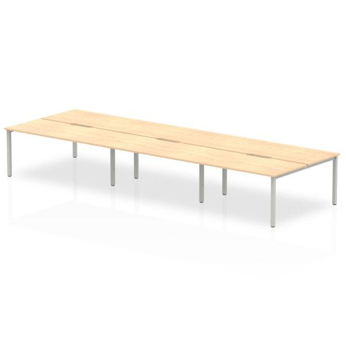 Evolve Plus 1600mm Back to Back 6 Person Desk Maple Top Silver Frame BE289 DD