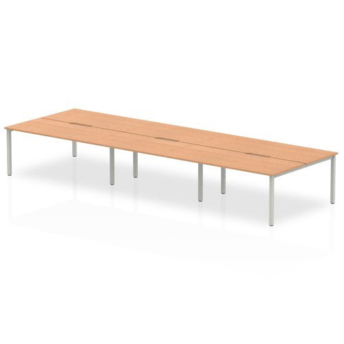 Evolve Plus 1600mm Back to Back 6 Person Desk Oak Top Silver Frame BE290 DD