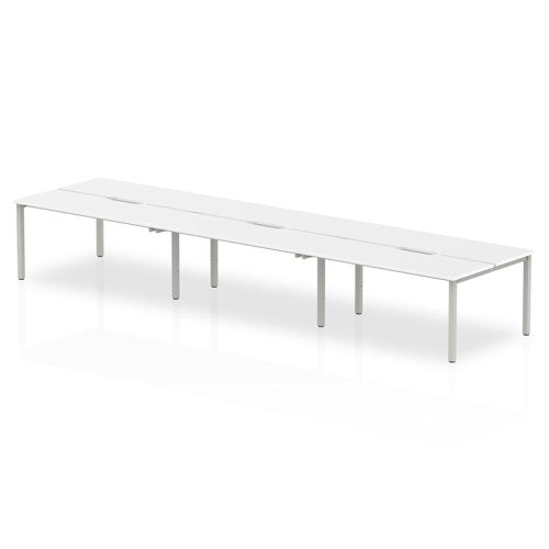 Evolve Plus 1400mm Back to Back 6 Person Desk White Top Silver Frame BE291 DD