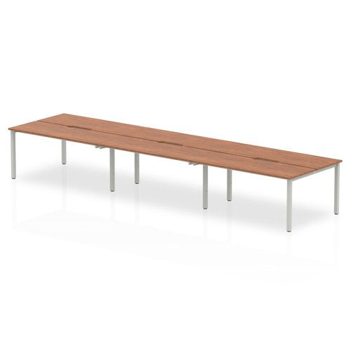 Evolve Plus 1400mm Back to Back 6 Person Desk Walnut Top Silver Frame BE292 DD
