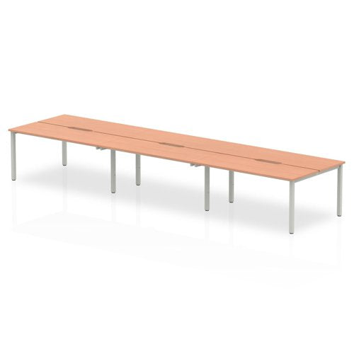 Evolve Plus 1400mm Back to Back 6 Person Desk Beech Top Silver Frame BE293 DD
