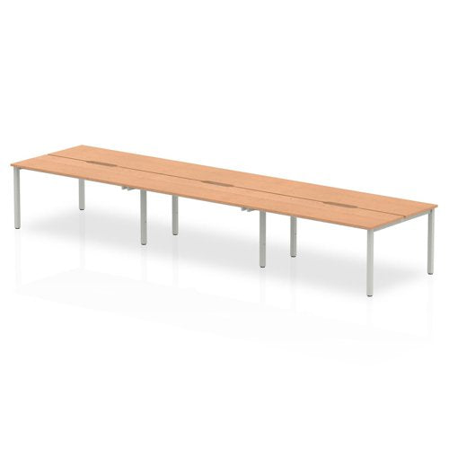 Evolve Plus 1400mm Back to Back 6 Person Desk Oak Top Silver Frame BE295 DD