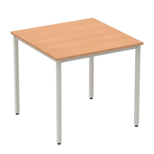 Impulse 800mm Straight Table Oak Top Silver Box Frame Leg BF00127 DD