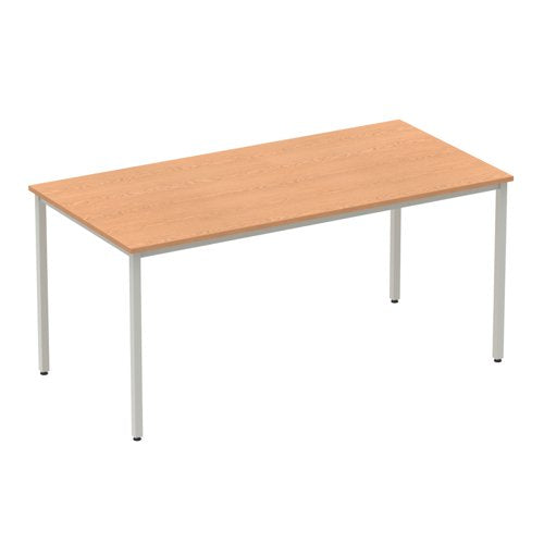 Impulse 1600mm Straight Table Oak Top Silver Box Frame Leg BF00130 DD