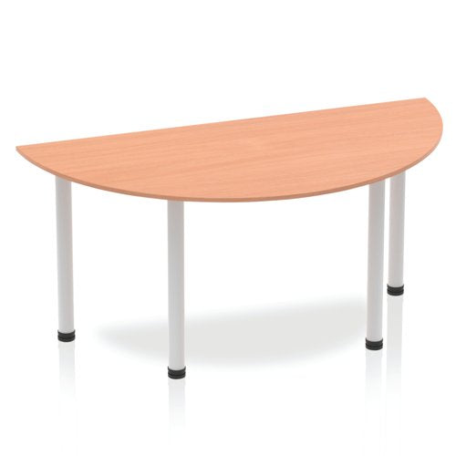 Dynamic Impulse 1600mm Semi Circle Table Beech Top Silver Post Leg BF00171 DD