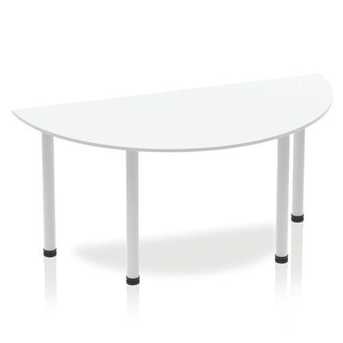 Dynamic Impulse 1600mm Semi Circle Table White Top Silver Post Leg BF00177 DD