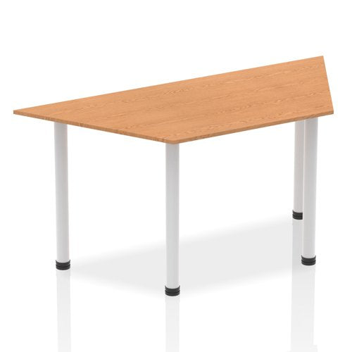 Dynamic Impulse 1600mm Trapezium Table Oak Top Silver Post Leg BF00182 DD