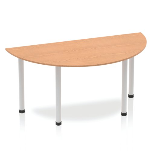 Dynamic Impulse 1600mm Semi Circle Table Oak Top Silver Post Leg BF00183 DD