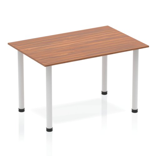 Dynamic Impulse 1200mm Straight Table Walnut Top Silver Post Leg BF00184 DD