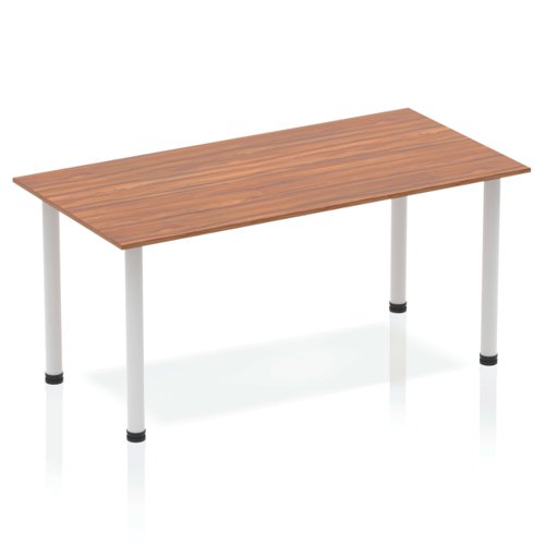 Dynamic Impulse 1400mm Straight Table Walnut Top Silver Post Leg BF00185 DD