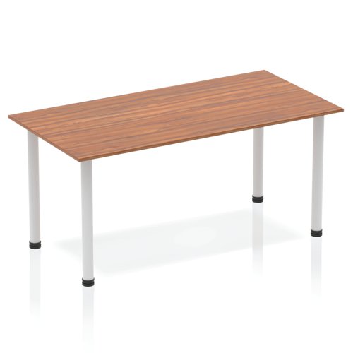 Dynamic Impulse 1600mm Straight Table Walnut Top Silver Post Leg BF00186 DD
