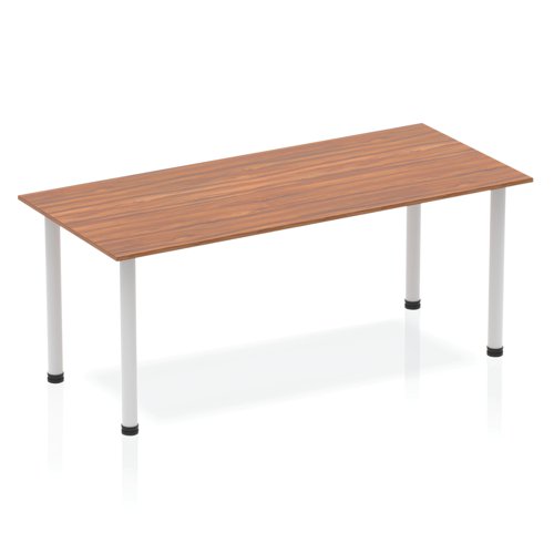 Dynamic Impulse 1800mm Straight Table Walnut Top Silver Post Leg BF00187 DD
