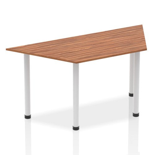 Impulse 1600mm Trapezium Table Walnut Top Silver Post Leg BF00188 DD