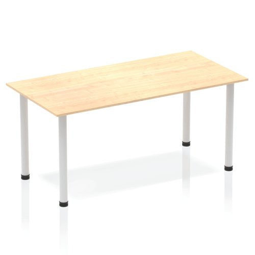 Dynamic Impulse 1600mm Straight Table Maple Top Silver Post Leg BF00192 DD