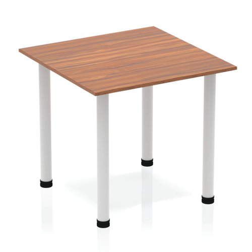 Dynamic Impulse 800mm Square Table Walnut Top Silver Post Leg BF00207 DD