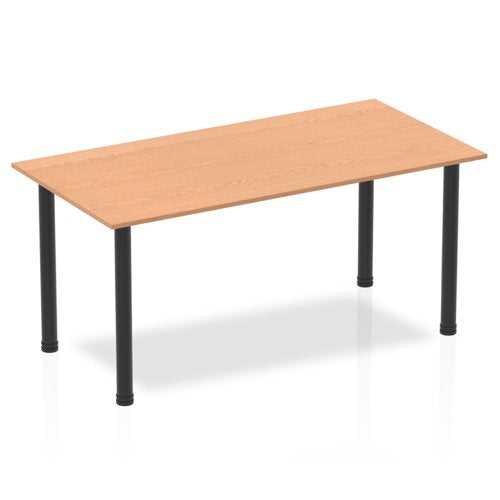 Dynamic Impulse 1600mm Straight Table Oak Top Black Post Leg BF00378 DD