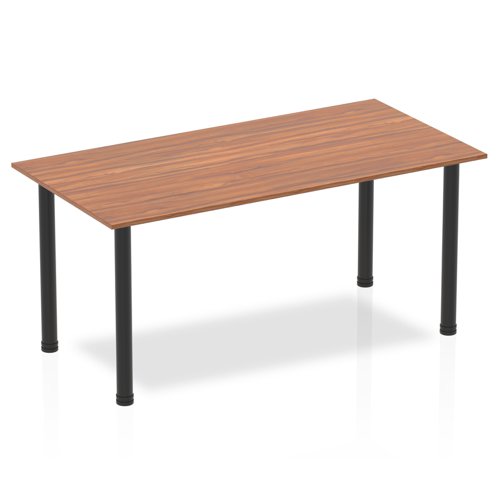 Dynamic Impulse 1600mm Straight Table Walnut Top Black Post Leg BF00379 DD