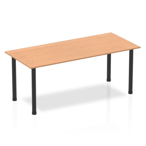 Dynamic Impulse 1800mm Straight Table Oak Top Black Post Leg BF00383 DD