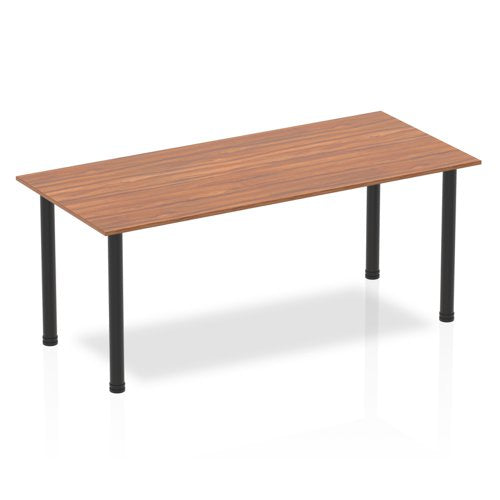 Dynamic Impulse 1800mm Straight Table Walnut Top Black Post Leg BF00384 DD