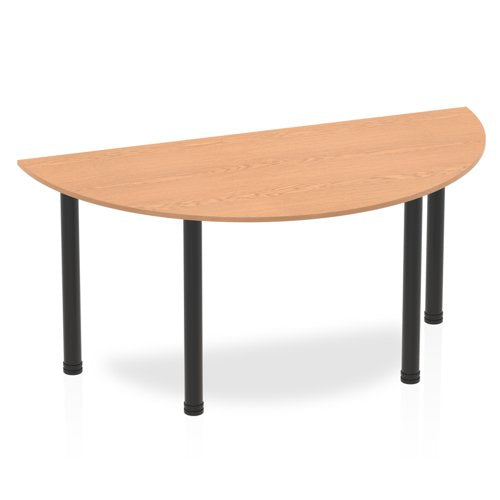 Dynamic Impulse 1600mm Semi Circle Table Oak Top Black Post Leg BF00391 DD