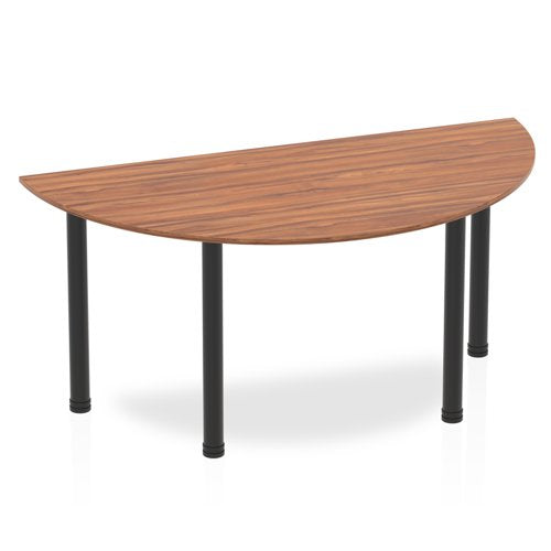 Dynamic Impulse 1600mm Semi Circle Table Walnut Top Black Post Leg BF00393 DD