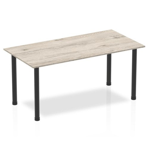 Dynamic Impulse 1600mm Straight Table Grey Oak Top Black Post Leg BF00400 DD