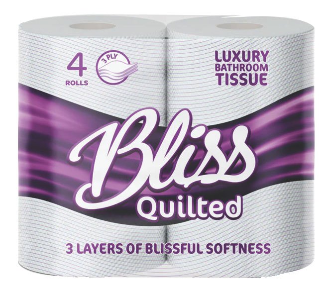 3 Ply Bliss luxury quilted toilet rolls - 10 packs of 4 rolls