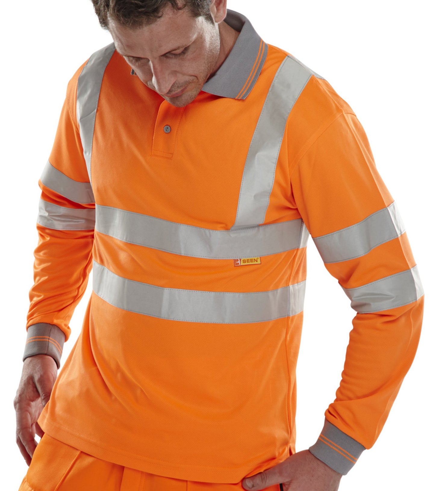 Beeswift Polo Shirt Long Sleeved Orange 2XL