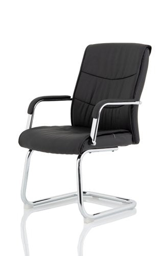 Carter Black Luxury Faux Leather Cantilever Chair With Arms BR000185 DD