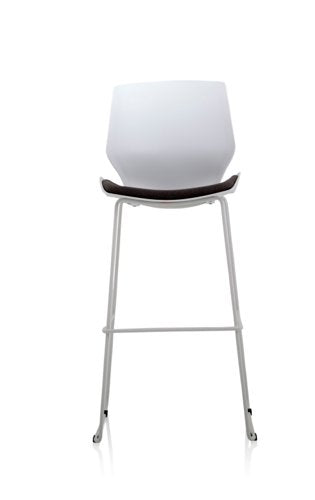 Dynamic Florence High Stool With White Frame and Grey Fabric Seat - BR000210 DD
